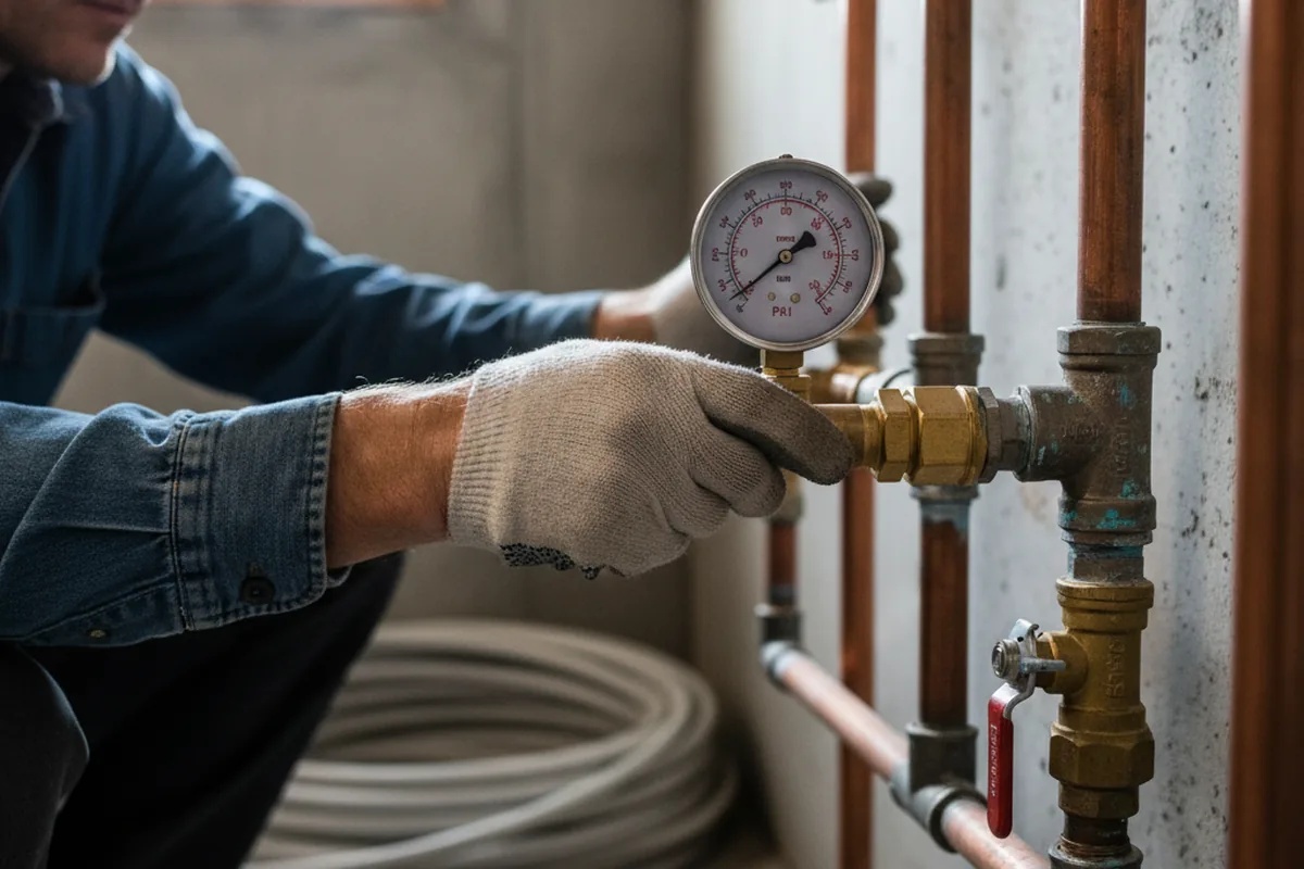 Pressure testing a repaired line during Water Line Repair in Lehman